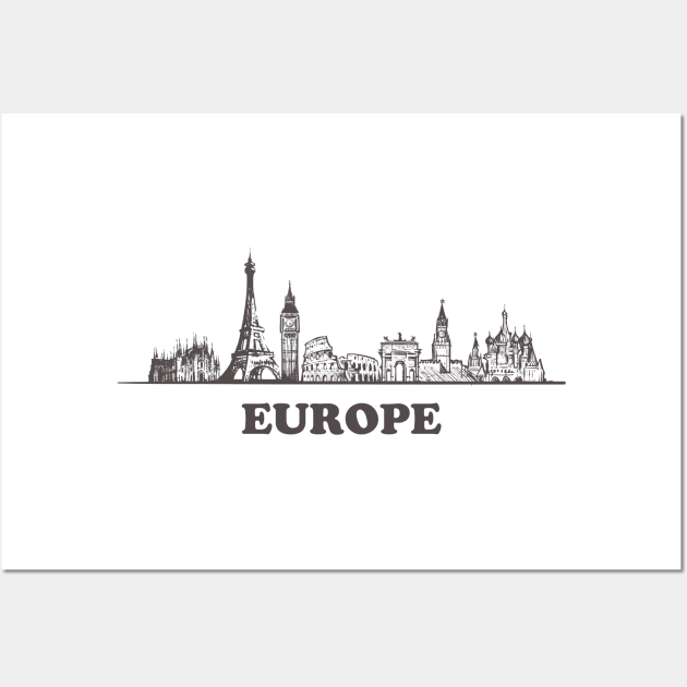 Europe sketch Wall Art by Mako Design 